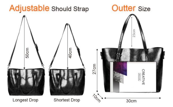 Women Leather Shoulder & Crossbody Tote Handbag - Image 5