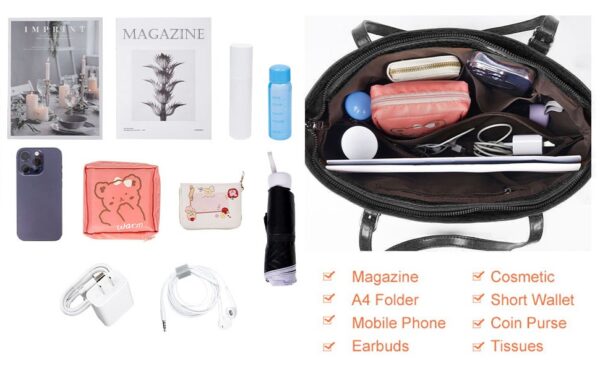 Women Leather Shoulder & Crossbody Tote Handbag - Image 6